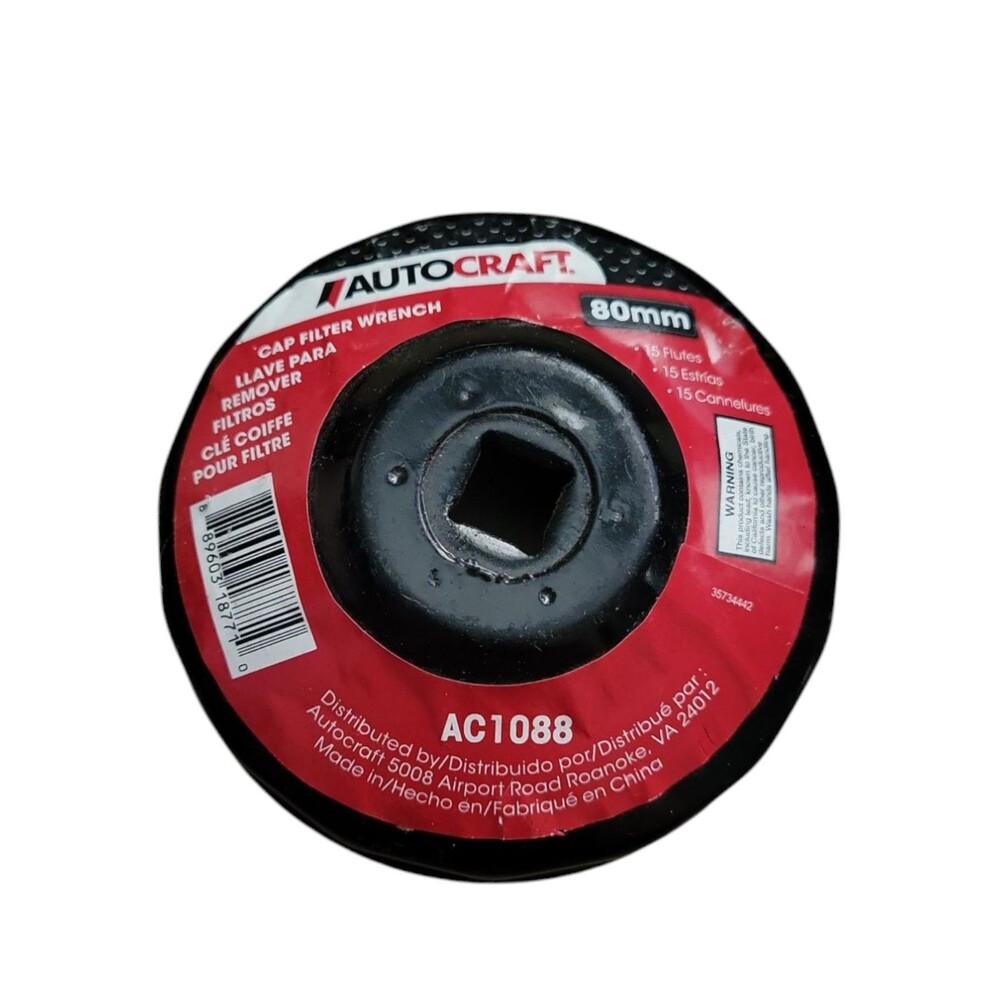 AUTOCRAFT #AC1088 W54111 15 Flute 80mm OIL CAP FILTER WRENCH